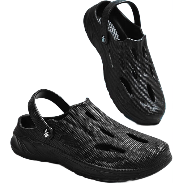 HLA Perforated Shoes for Men, Comfortable Versatile Sandals And Slippers, Casual Comfortable Lightweight Shoes HAALXM2DBK139, Black, Size 45