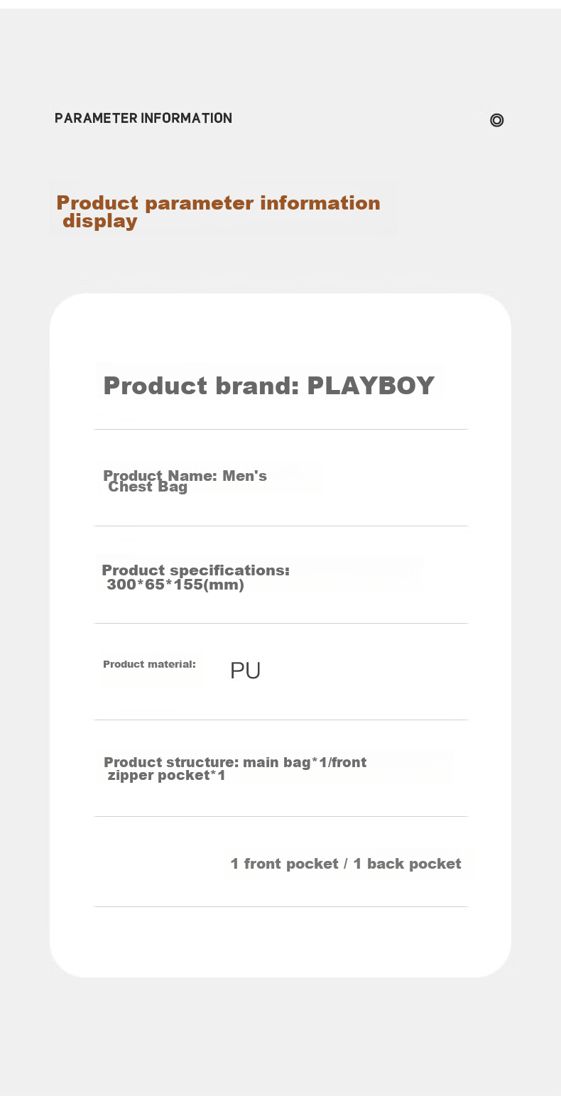 PLAYBOY Shoulder Crossbody Bag for Men, Large Capacity Multifunctional Chest Bag, Casual Backpack, Portable Travel Phone Bag, Gray 12