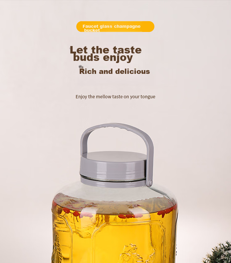 Jidukongjian Liquor Infusion Bottle, Household Glass Sealed Jar Special Container for Pickles And Liquor Brewing, with Tap, 20 Jin Capacity + Wine Lifting Handle 1