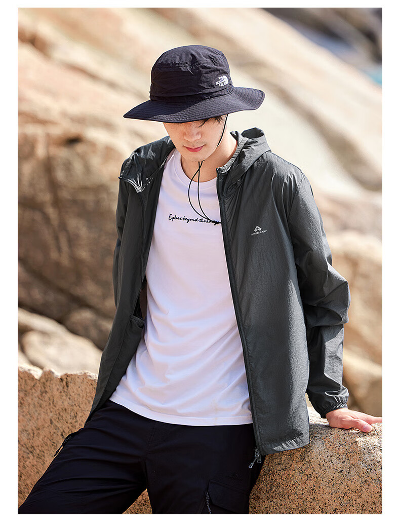 Pioneer Camp Summer Ultra-Thin UV Protection Men's Sun Protection Clothing, Outdoor Fishing Breathable Skin Coat Jacket, Gray Blue, S 25