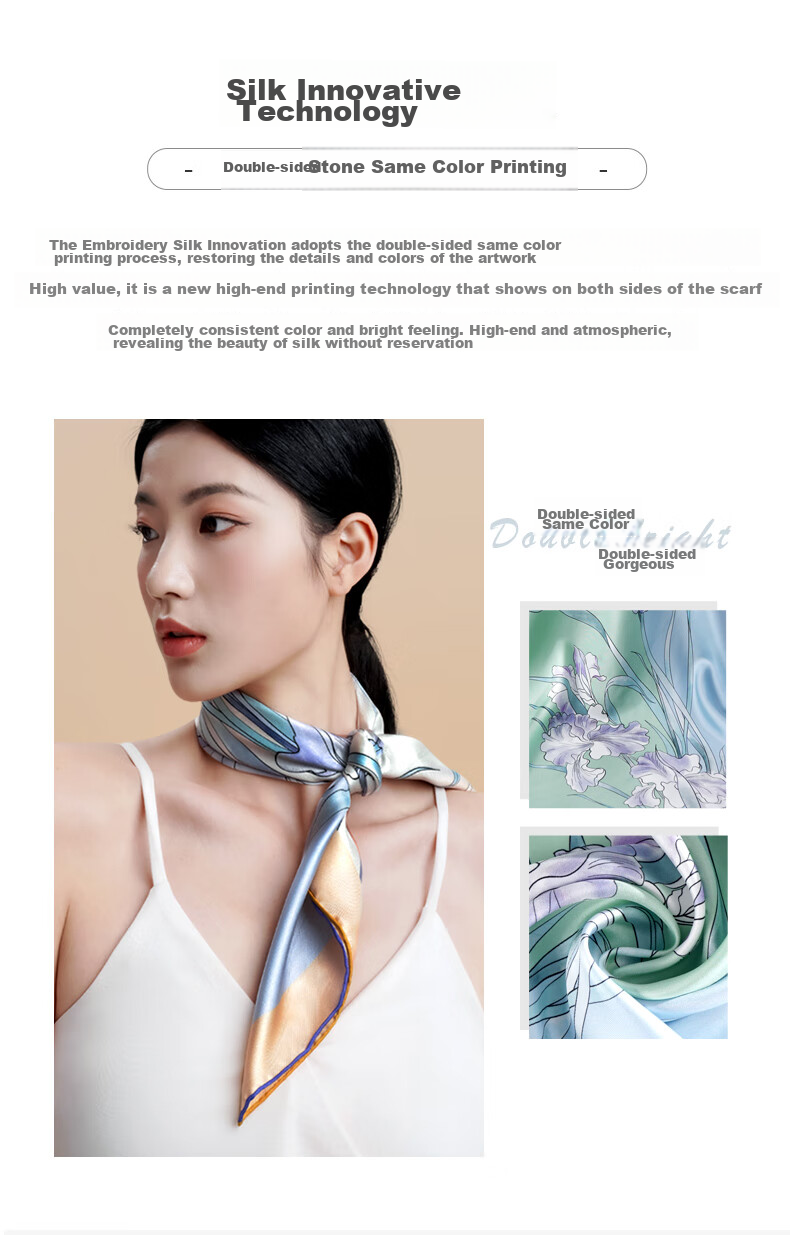 Xiuniangsihou 100% Mulberry Silk Women's High-Quality Square Scarf Silk Gift Box for Mother, Girlfriend, Birthday Present 8