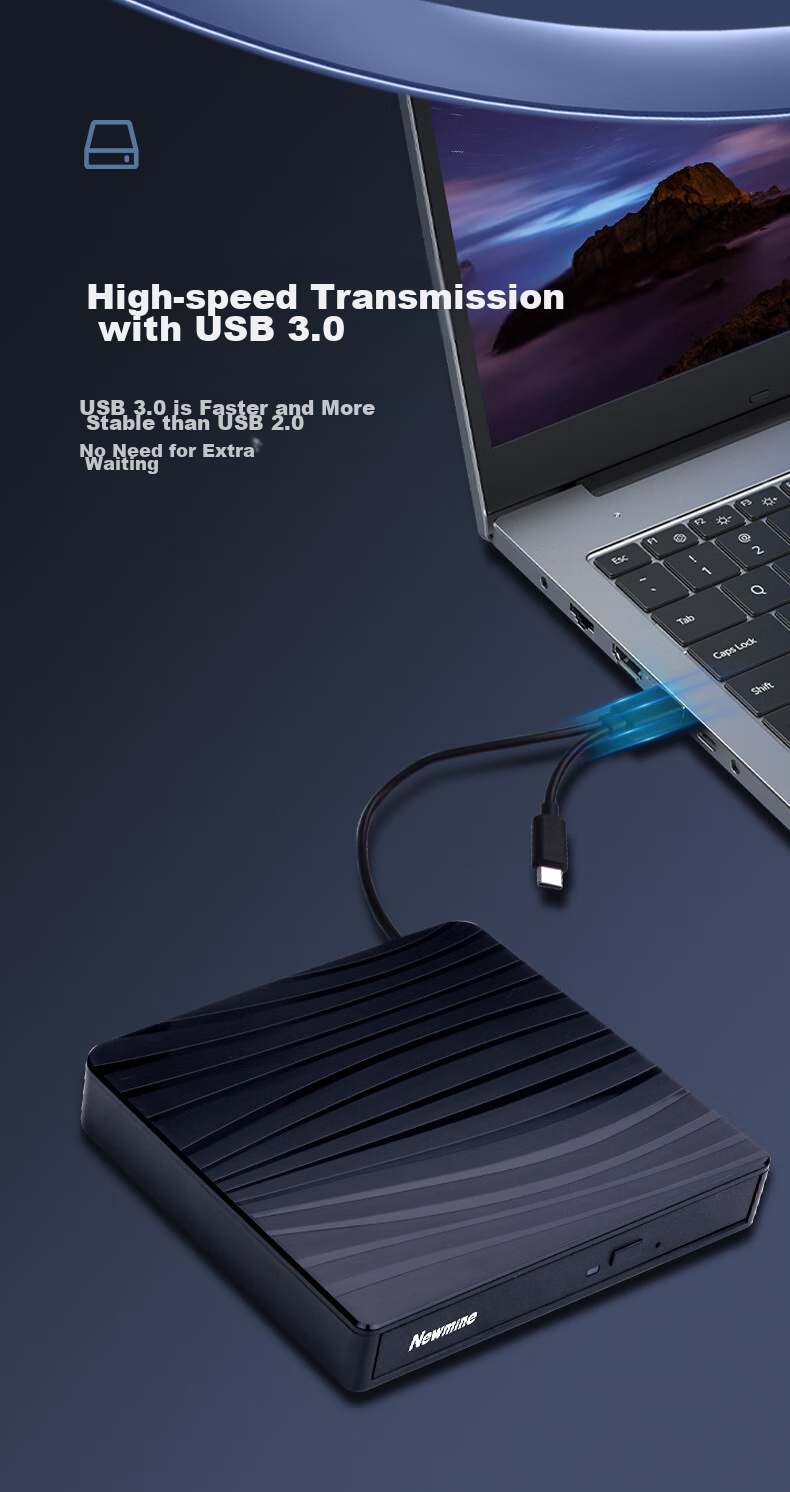 Newmine DRW-811 USB External Optical Drive, 8x Speed, External DVD Burner, Portable Optical Drive, External Optical Drive 5
