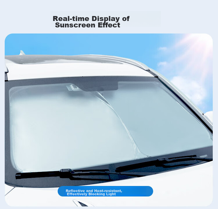 CarSetCity Car Sunshade, Front Windshield Sunshade, Sun Umbrella, Sun Visor, Titanium Silver Heat Insulation Cover for Summer, Sun Protection And Heat Insulatio 13