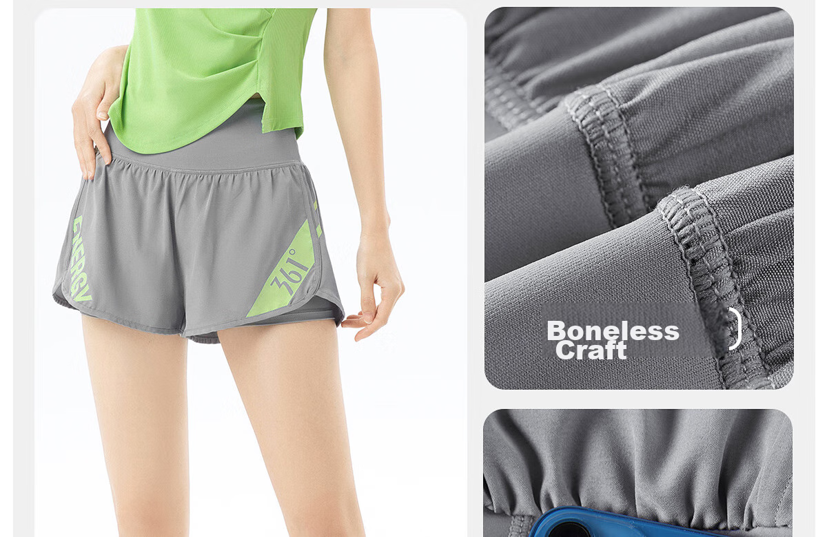 361° Women's Sports Fitness Yoga Shorts, Summer Lightweight, Faux Two-Piece, Breathable, Outdoor Cycling Running Shorts 22