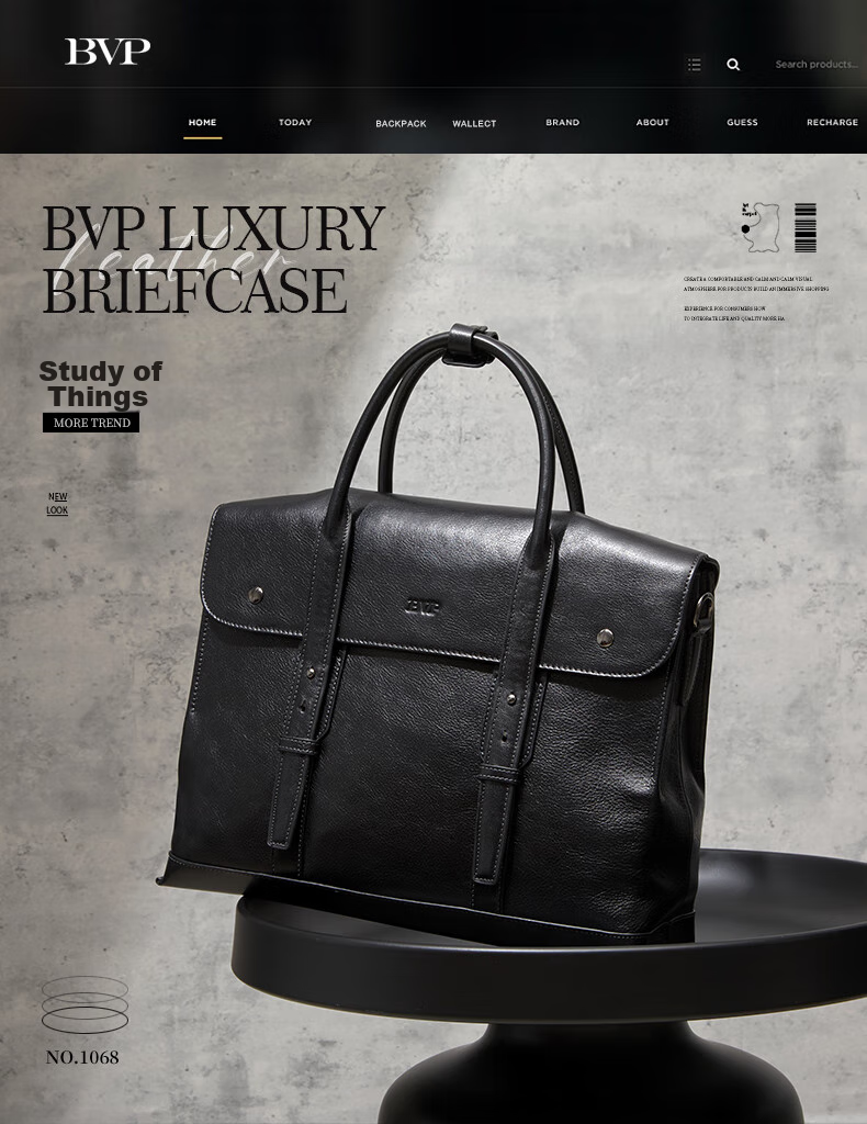 BVP Briefcase for Men, Business Top-Grain Leather Handbag, Crossbody Bag, Laptop Bag, Briefcase, Birthday Gift 1