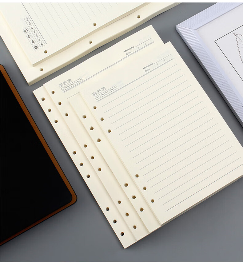 Xuchen Stationery A5 Loose Leaf Paper 6-Hole 100gsm 80 Sheets/160 Pages Refill Notebook Inner Pages Lined Thickened Replacement Core Memo Book 1 Pack Customizable 8