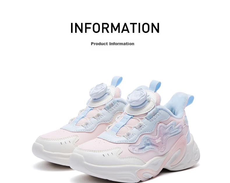 361° Children's Shoes, Kids' Sports Shoes, Winter Girls' Lightweight Leather Casual Shoes with Rotary Buckle, Blue, Size 32 64