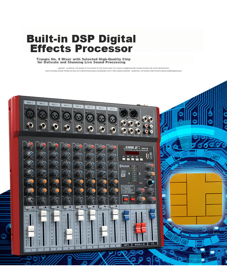 SHILE Tianqin No. 8 Professional 8-Channel Mixer with DSP Effects, for Stage Performances, Weddings, Events, Conference Rooms, And Remote Video Effects, Front-End Reverb Processor 7
