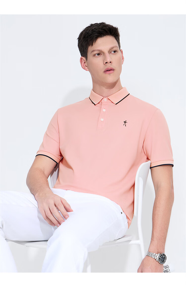DANCING WOLVES [7A Antibacterial] Summer Business Commute Cool Breathable Men's Short-Sleeve Polo Shirt, White, Size 180 8