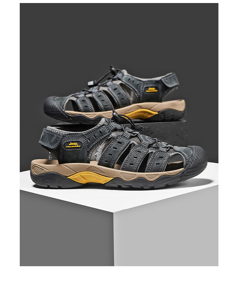 Jeep Men's Outdoor Breathable Beach Sandals, Closed-Toe Water Shoes with Holes, Non-Slip Hiking Casual River Tracing Shoes 12