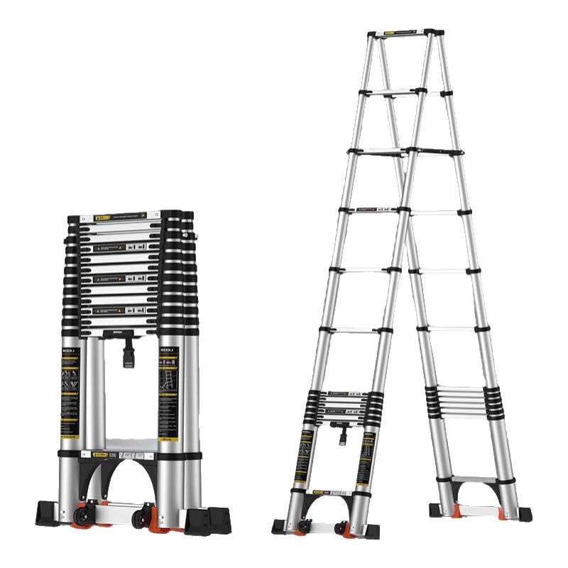 Midoli Telescopic Ladder, Household A-Frame Ladder, Aluminum Alloy Thickened Folding Ladder, Telescopic Engineering Ladder, A-Frame Ladder, 4.65 Meters