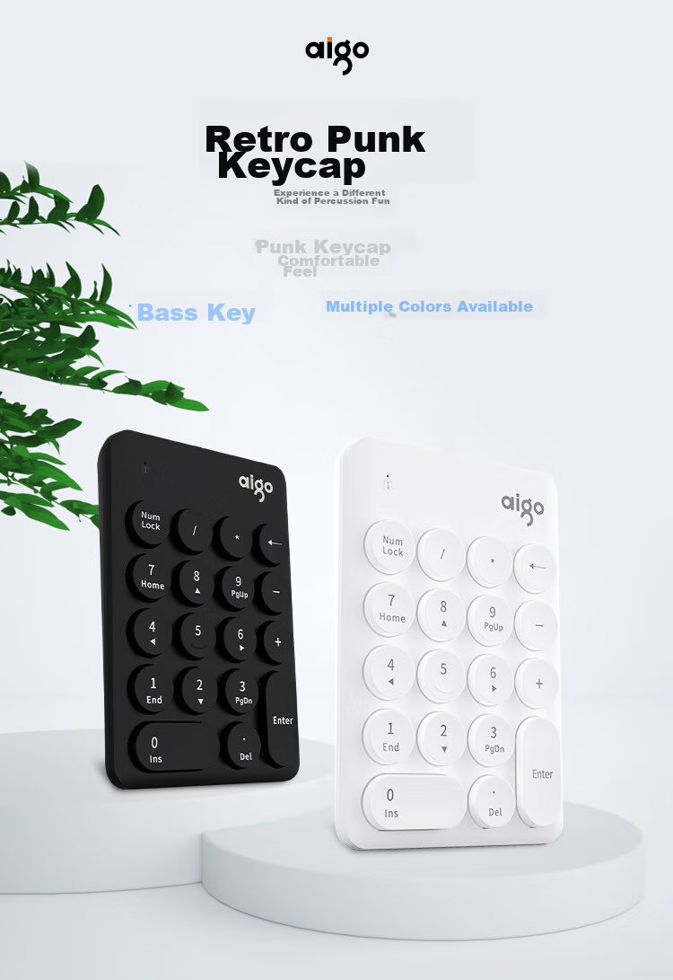 Aigo N18MAX White Digital Keyboard, Wireless 2.4G, Scissor Foot Structure, Compatible with Laptops And Desktops, for Finance, Cashier, And Securities Counters, Small Keyboard 1