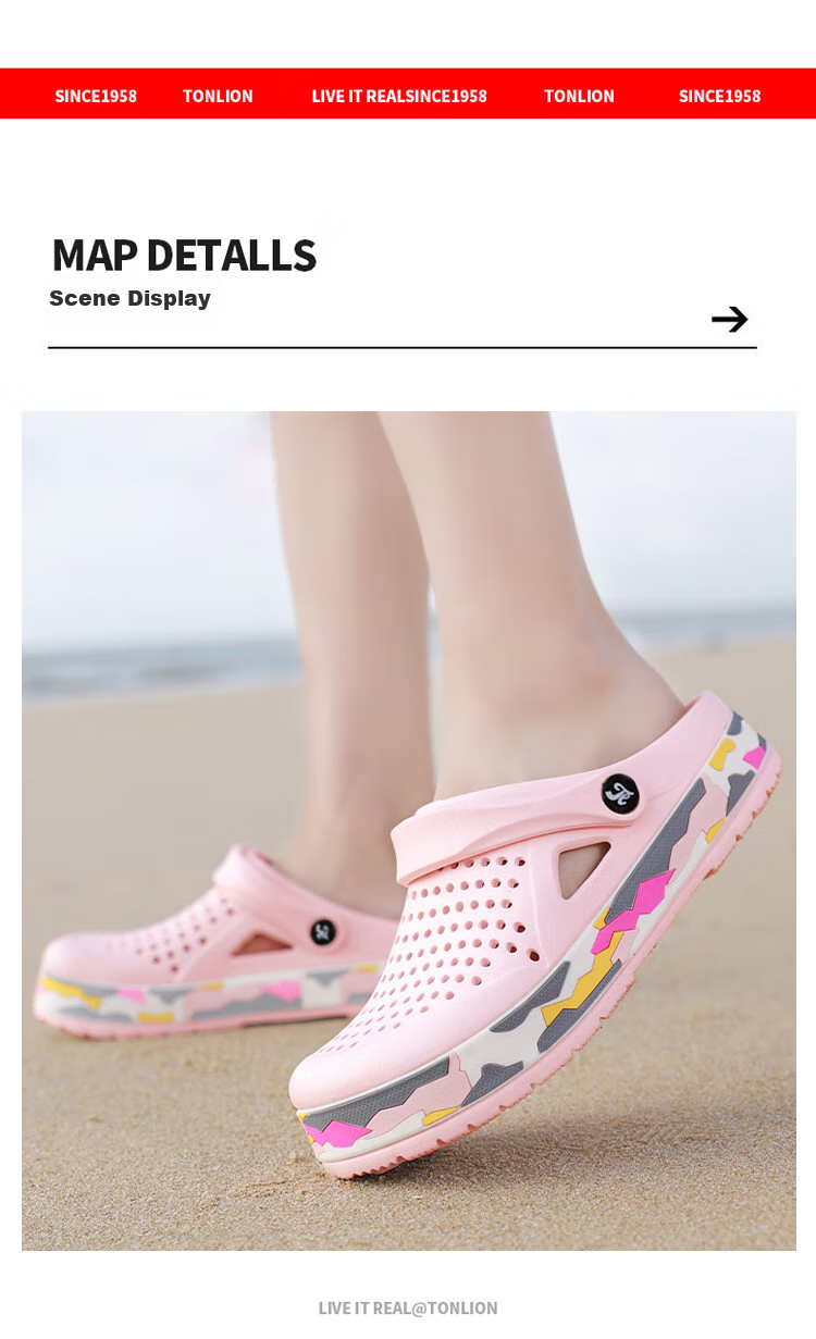 TonLion Women's Summer 2026 Clog Sandals Soft Sole Thick-Soled Beach Shoes Black Size 37/38 12