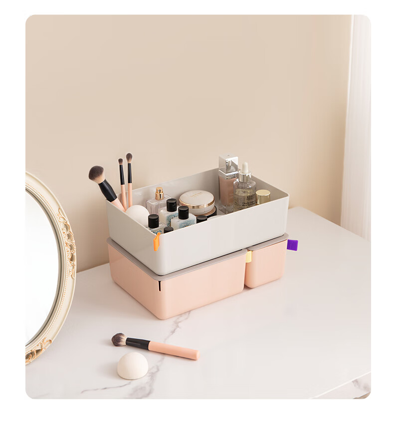 Deli Xdomo Series Storage Box with Lid, Office Desk Makeup Organizer with Silicone Clasp, Green Medium Size XDM12 11