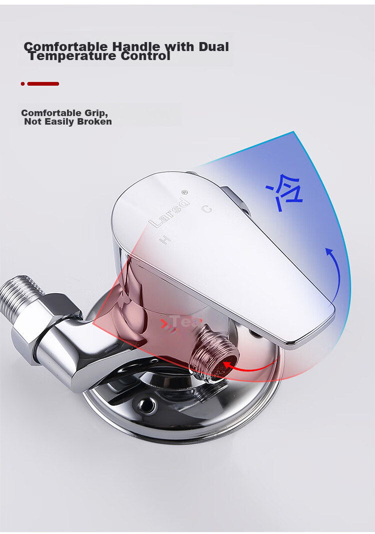 Larsd Shower Mixing Valve Set, Surface-Mounted Shower Faucet And Handheld Shower Set, Copper Body Cold And Hot Shower Switch LD56031 5