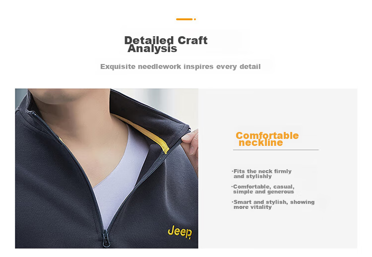 JEEP Men's Sweatshirt, Loose-Fitting Stand-Collar Long-Sleeve T-Shirt for Spring And Autumn, Casual Menswear, Army Green, 2XL 12