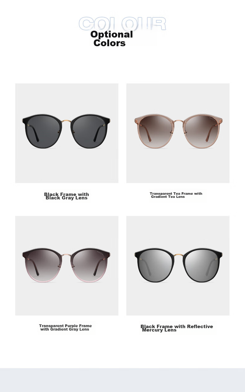 PARZIN Polarized Sunglasses for Women, Retro Large Frame Sun Protection Glasses, Driving Fashionable Sunglasses Gift PZ9913 9