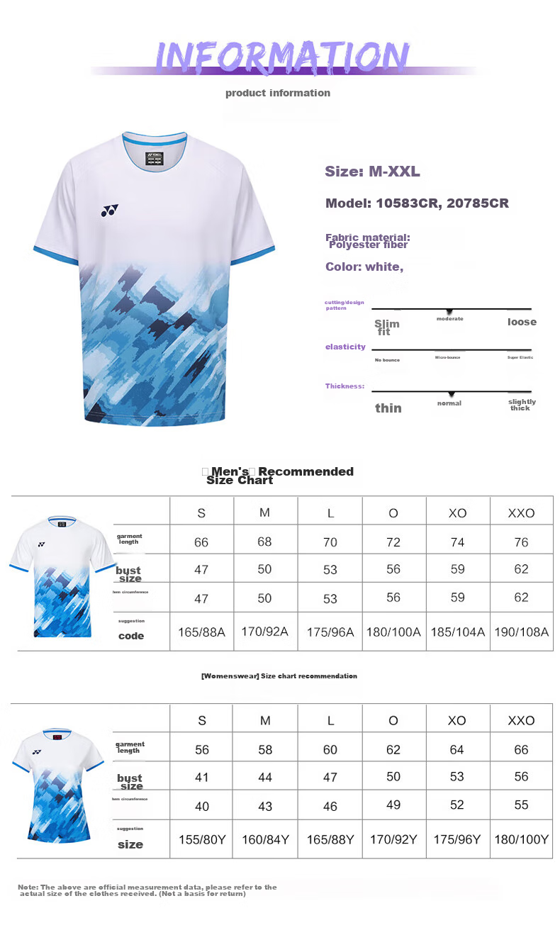 YONEX Badminton Jersey National Team Fan Version Competition Training Sports T-Shirt Women 20785CR White O 4