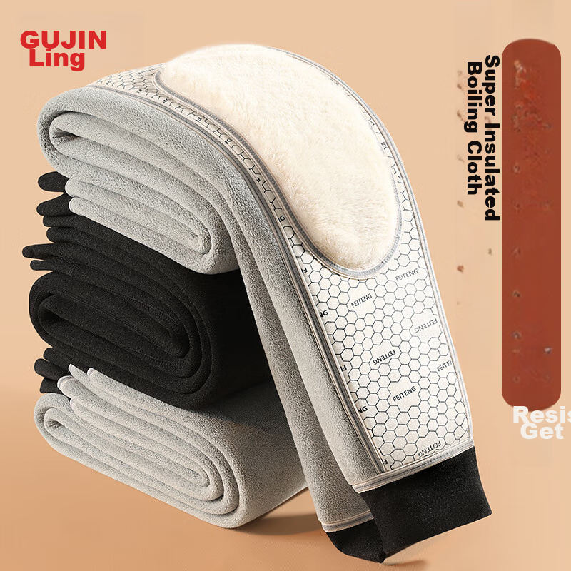 Термоштаны GUJIN 800г, мужские, утепленные, с защитой колен, для зимы, средней возрастной группы и пожилых, для Северо-Восточного Китая