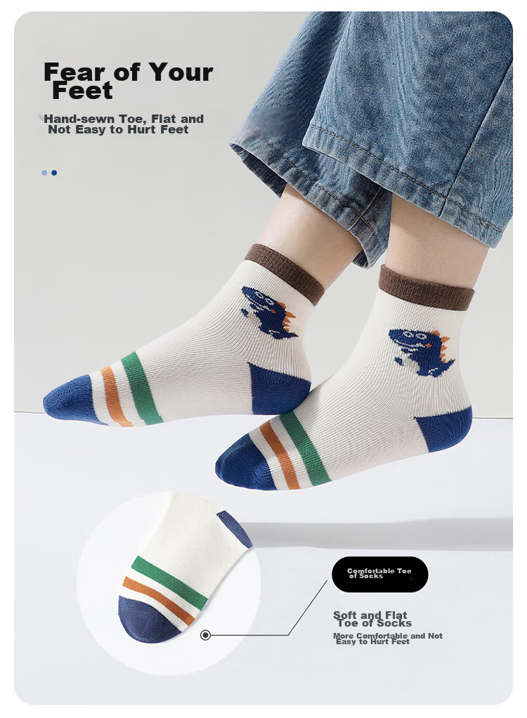 Bingxuemumian Children's Socks for Boys, Mid-Calf Cotton Socks for Autumn And Winter, 6 Pairs, for Small to Big Kids, Boys' Casual Short Socks for Spring And Fall, All Seasons 5