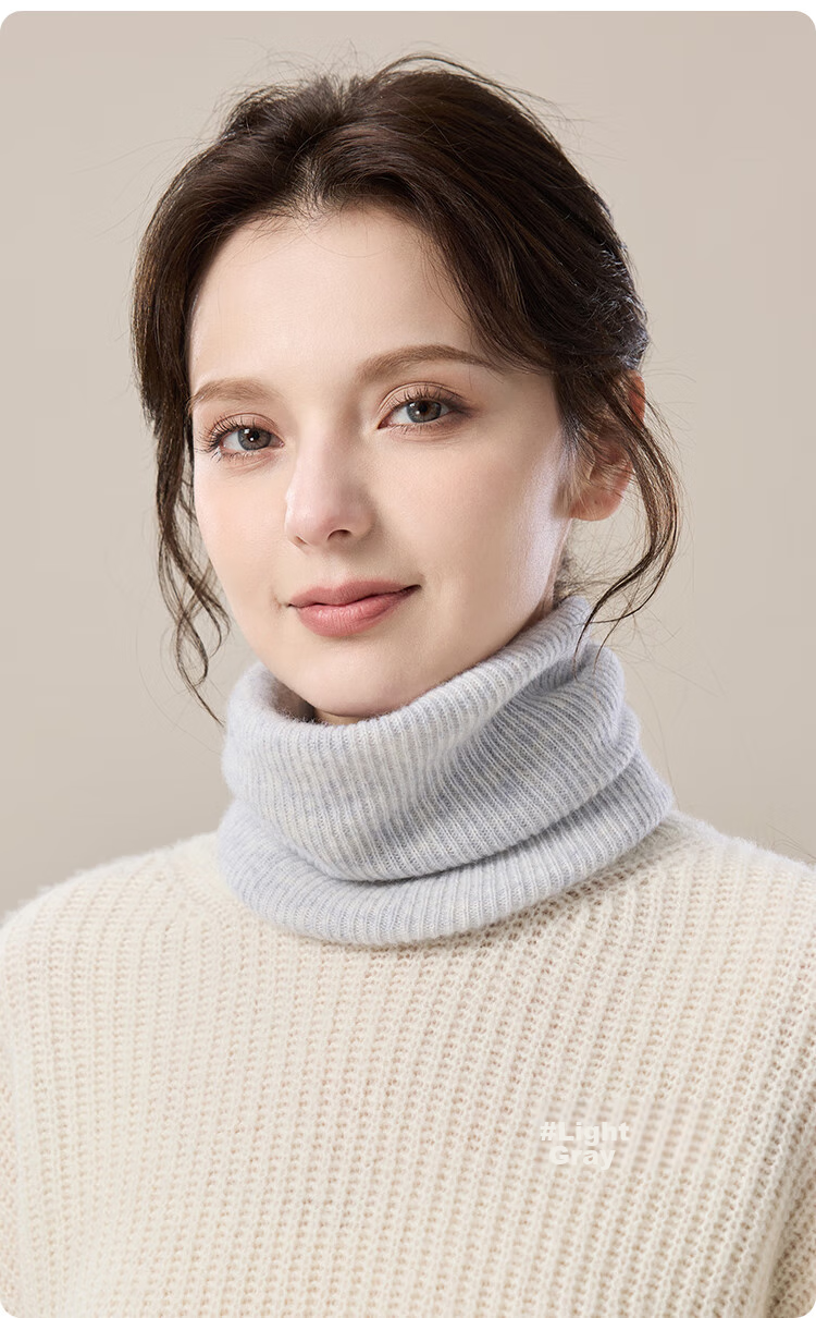 JIUMU Cashmere Warm Neck Gaiter for Women, Autumn And Winter Thickened Cold-Proof Neck Protector, Women's Neck Warmer, Winter Wool Scarf for Wome 19