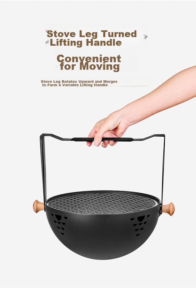 Suncojia Barbecue Grill, Tea Brewing Stove, Smokeless Grilling Pan, Wooden Charcoal Grill, Korean Smokeless Charcoal Grill 8