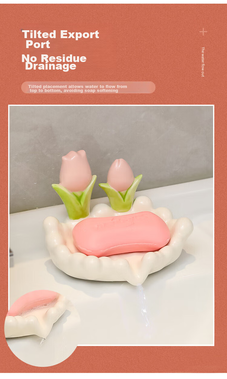 Fanyejia Ceramic Soap Dish, Golden Draining Soap Tray, Storage Rack, Household Bathroom Washbasin Soap Holder 2