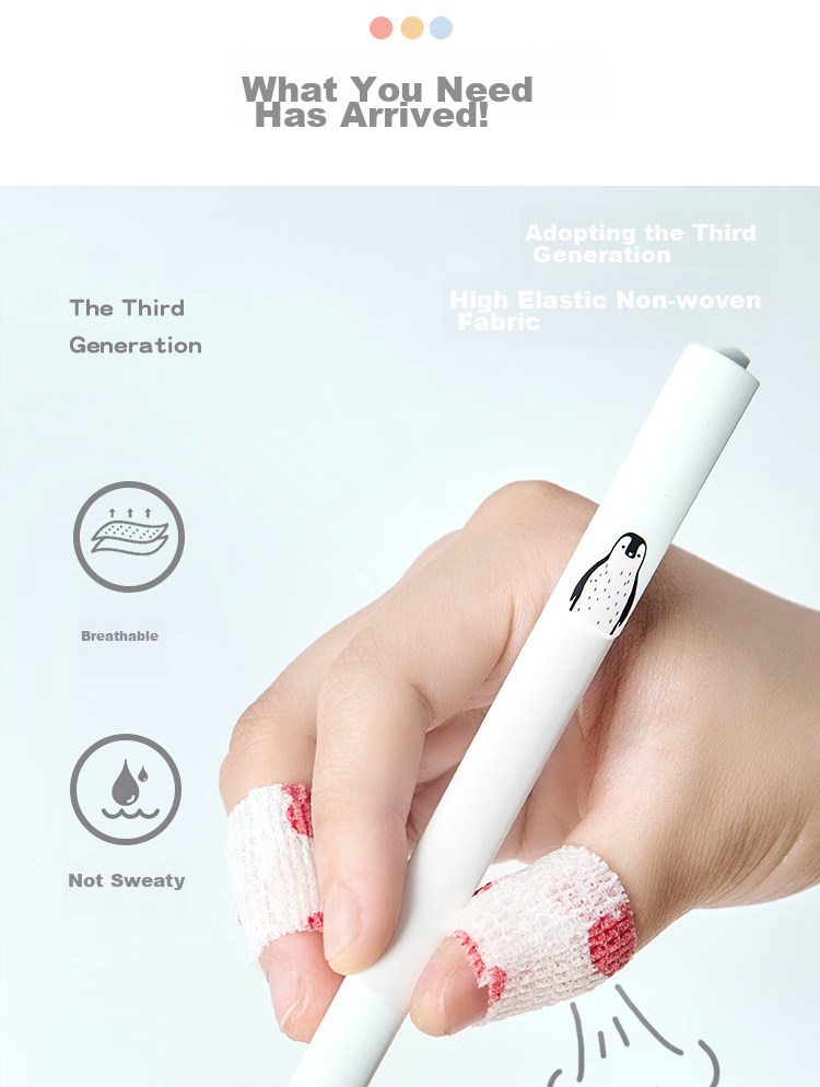Sannianerban Student Writing Finger Protector Band, Easy-To Elastic Self-Adhesive Joint Protection Sleeve, Anti-Abrasive Writing Grip, Sports Finger Fixation Band, Complete Set - 8 Pieces 3