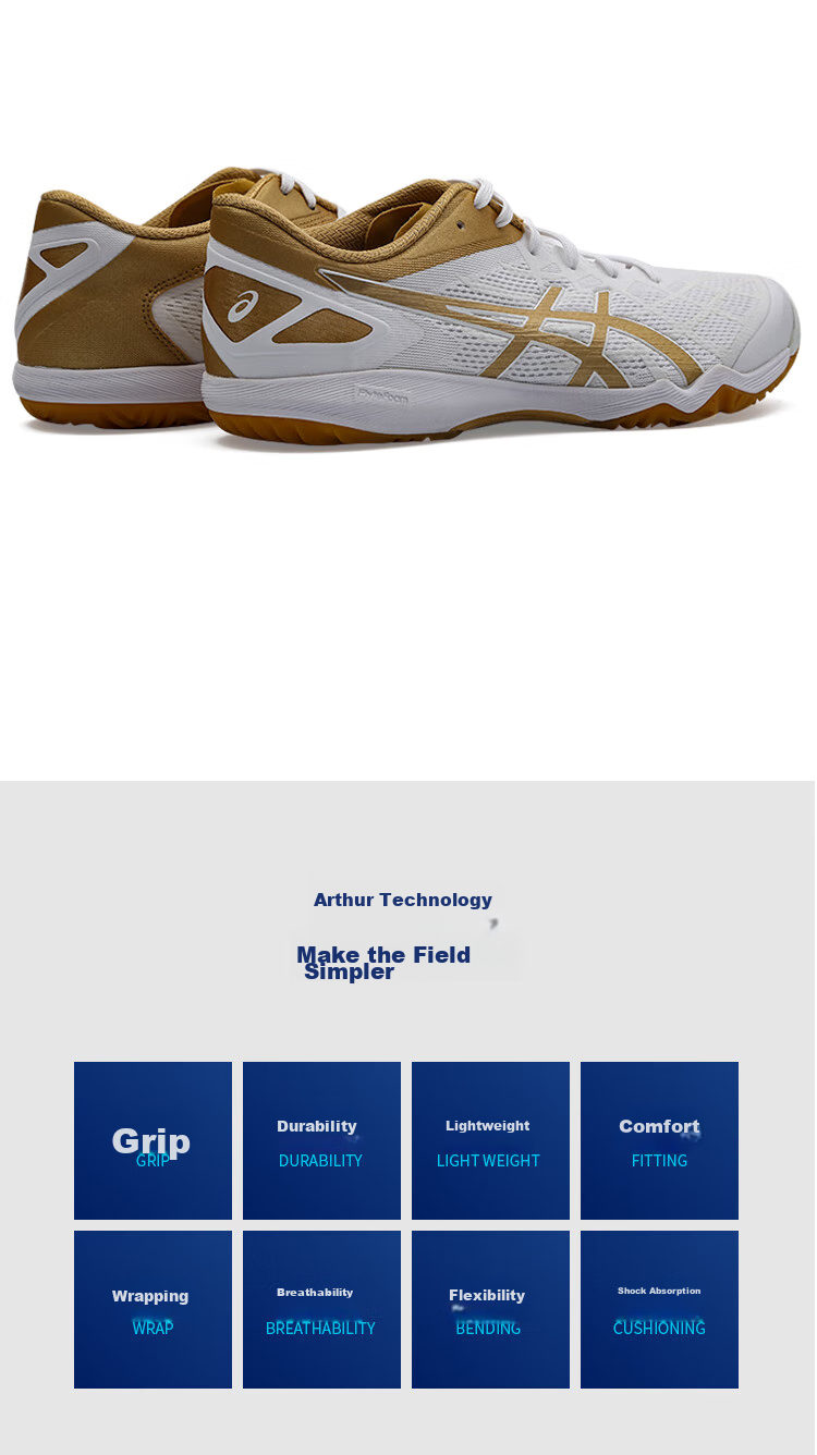 Asics Table Tennis Shoes, Indoor Sports Shoes, ATTACK DOMINATE FF2 1073A010-102, Size 42 6