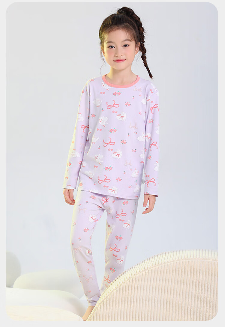 YUZHAOLIN Children's Thermal Underwear Set, Boys And Girls Cotton Pajamas Base Layer Autumn Clothes And Pants Set, Deer Pattern, Size 150 19