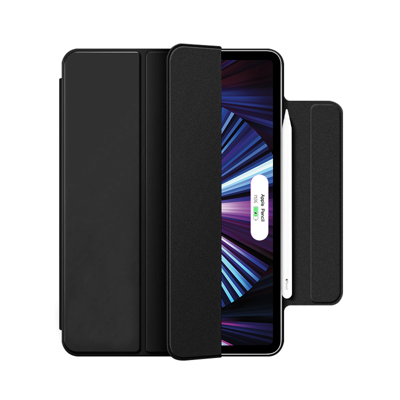 JD Original IPad Pro 11-Inch Protective Case, 2022/2021 Smart Magnetic Double-Sided Clip Cover, Apple Tablet 2020 Shockproof Sleep/Wake Buckle Style, Deep Black