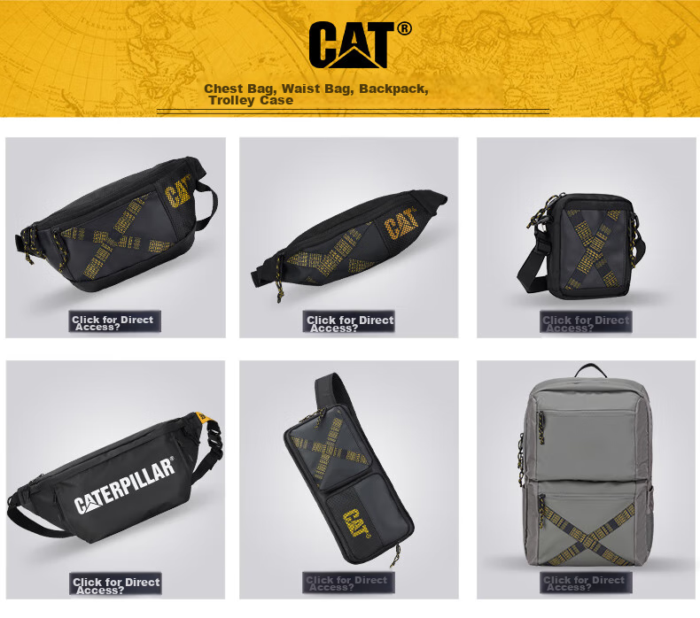 CAT Waist Bag, Lightweight Chest Bag, Crossbody Bag, Phone Pouch, PU Trendy IPad Bag, Outdoor Sports Bag for Men And Women, Black 84050 1