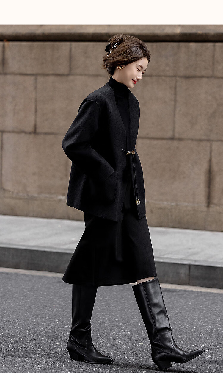 Dme [Moyu Yunjian] Winter New Chinese Style Toggle Button Lanyard Relaxed A-Line Versatile Women's Coat 7