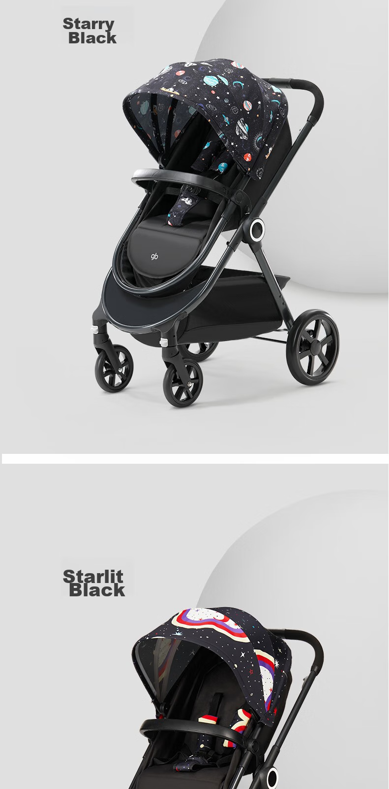 Gb Stroller with Reclining And Sitting Positions, Reversible, High Landscape View, Foldable Baby Carriage GB101 13