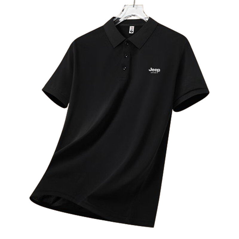 JEEP SPIRIT Men's Short-Sleeve Polo Shirt, Summer Business Casual Collared Comfortable Breathable T-Shirt, White, XL
