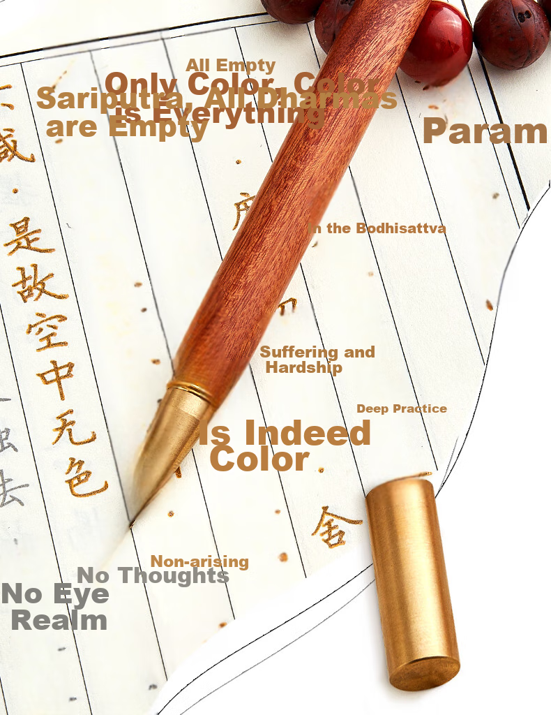 Liupintang Writing Golden Pen Sandalwood Signature Practice Calligraphy Pen Specialized Sutra Copying Pen Original Rosewood Golden Copper Gel Pen Refill Slimming Cultivation Calligraphy Hard Pen Tracing Sutra Gold Pe 3
