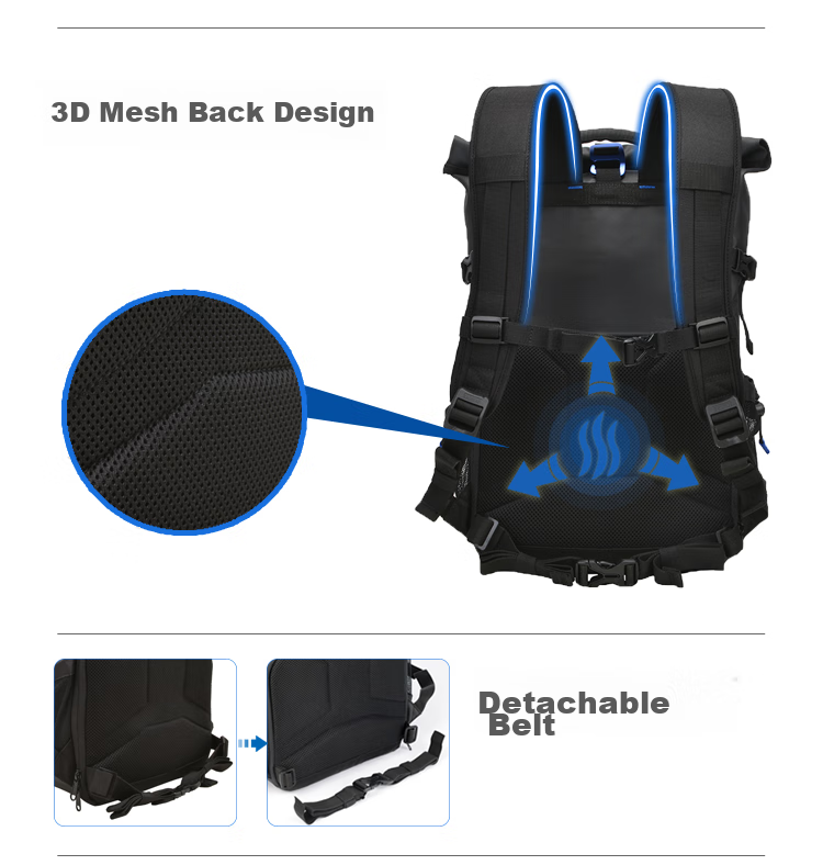 Benro Explorer LN Professional Outdoor Backpack for Photography, Mirrorless And DSLR Camera Bags, Lightweight Travel Storage Protection Portable Multifunctional One-Body Three-Lens Upper And Lower Layer Backpack 9