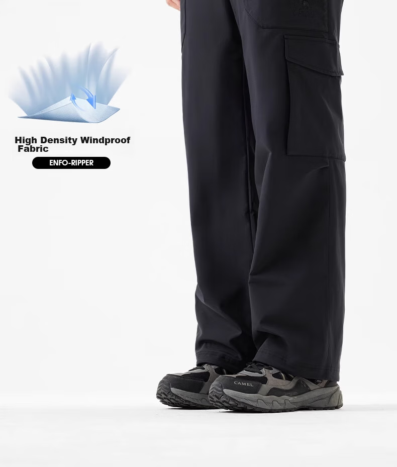 CAMEL [Wang Junkai Style] Men's Wide Straight Leg Fleece-Lined Outdoor Functional Cargo Casual Pants 8803 11