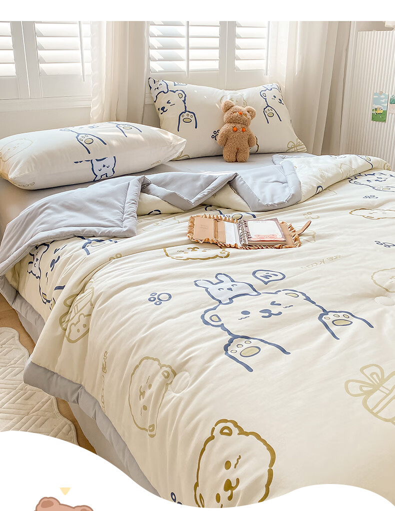 Nanjiren Cotton Summer Quilt A-Class Antibacterial Thin Blanket 1.5m x 2m Washable Single Air-Conditioning Quilt Summer Quilt Core 6