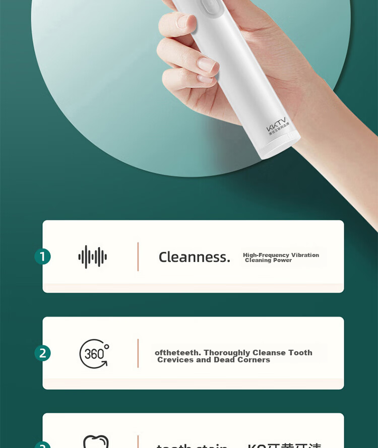 KONKA Electric Toothbrush KTYD-DDYS01A, Three Brush Heads Sonic Toothbrush 10