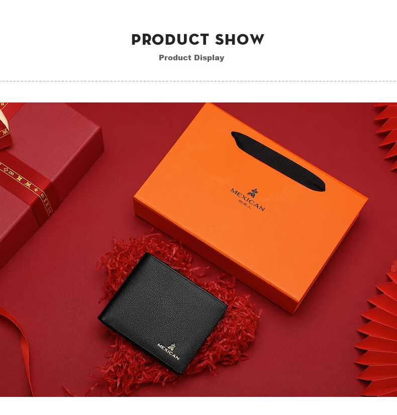 MEXICAN Men's Wallet, Genuine Top-Grain Leather Card Holder And Coin Purse, High-End Gift Box, Birthday Present for Boyfriend Or Husband 12