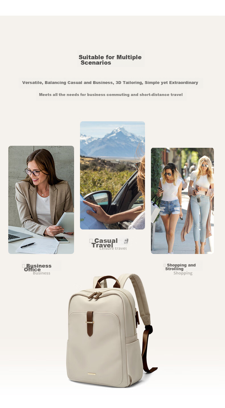 GOLF Women's Backpack, Casual Bag, Oxford Cloth Schoolbag, 15-Inch Laptop Bag, Business Trip Commuter Travel Bag 8