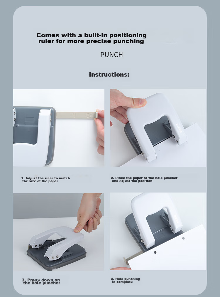 TANGO Office Hole Puncher Can Punch up to 35 Pages with Two Holes, Φ6mm Hole Puncher Binding Machine with Ruler, Office Stationery Supplies 5