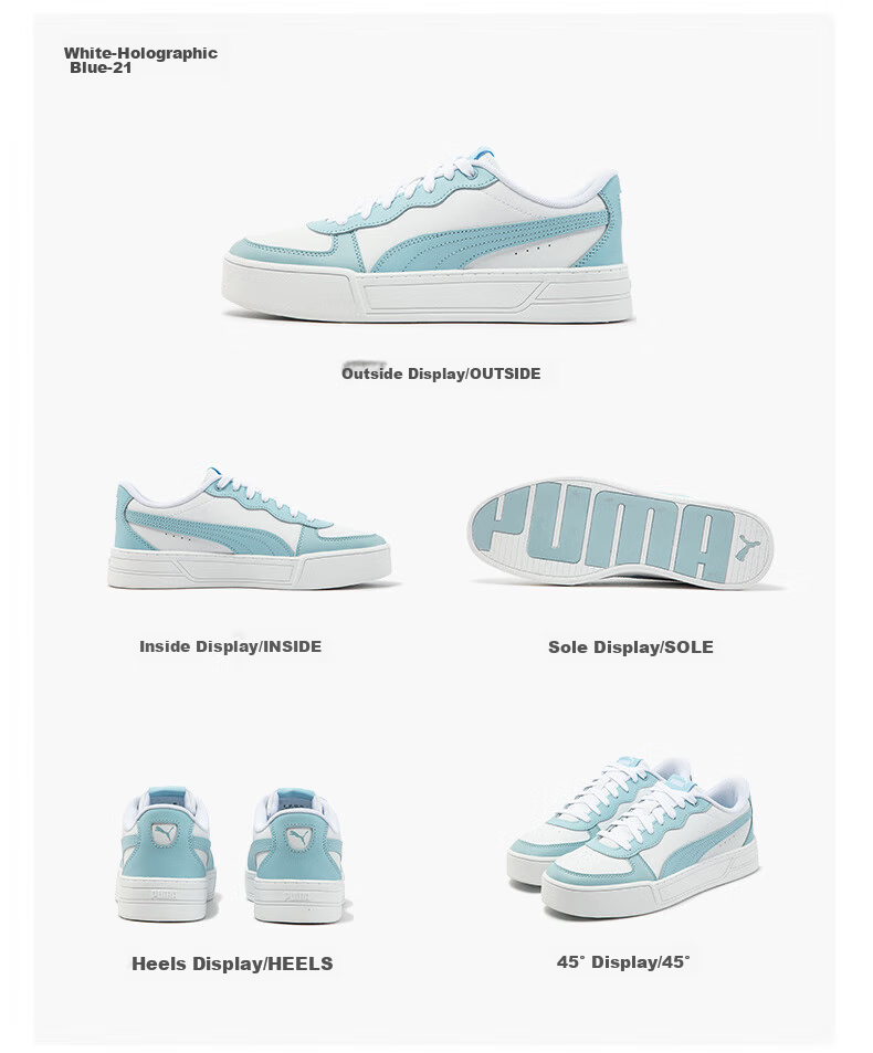 PUMA White Sneakers, Platform Tennis Shoes for Women, Sports Casual Shoes SKYE 374764, Size 38.5 17