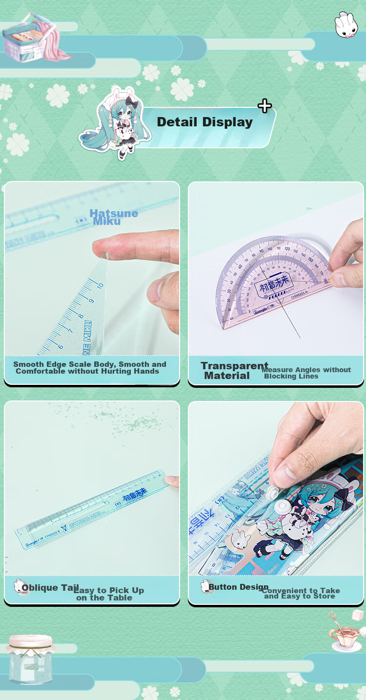 GuangBo Future 15cm Ruler Set, Exam Drawing Kit, Student Straight Ruler And Triangle Ruler, Elementary School First Grade Wave Ruler, B Model CY999230 6