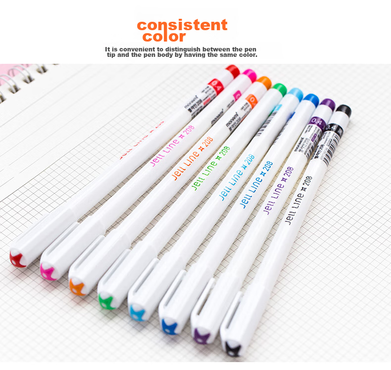Monami [Back to School Essential] Monami (Monami) Needle-Tip Gel Pen Set with Frosted Colorful Barrel, Ballpoint Pen, Signature Pen, 0.5mm Black Ink, 02091-6 Pack 9