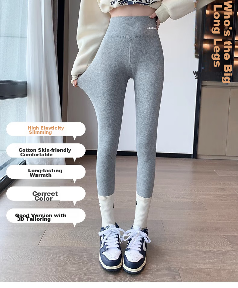 LangSha Ribbed Leggings for Women, Autumn Wear, High-Waisted, Slimming, Elastic Waist, Butt-Lifting, Calf-Slimming, Tight-Fitting Pants, Warm Cotton Trousers 21