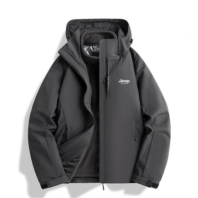 JEEP SPIRIT Men's Windbreaker Jacket for Spring And Autumn, Casual Outerwear, Loose-Fitting Sportswear for Outdoor Activities, Black, 2XL 1