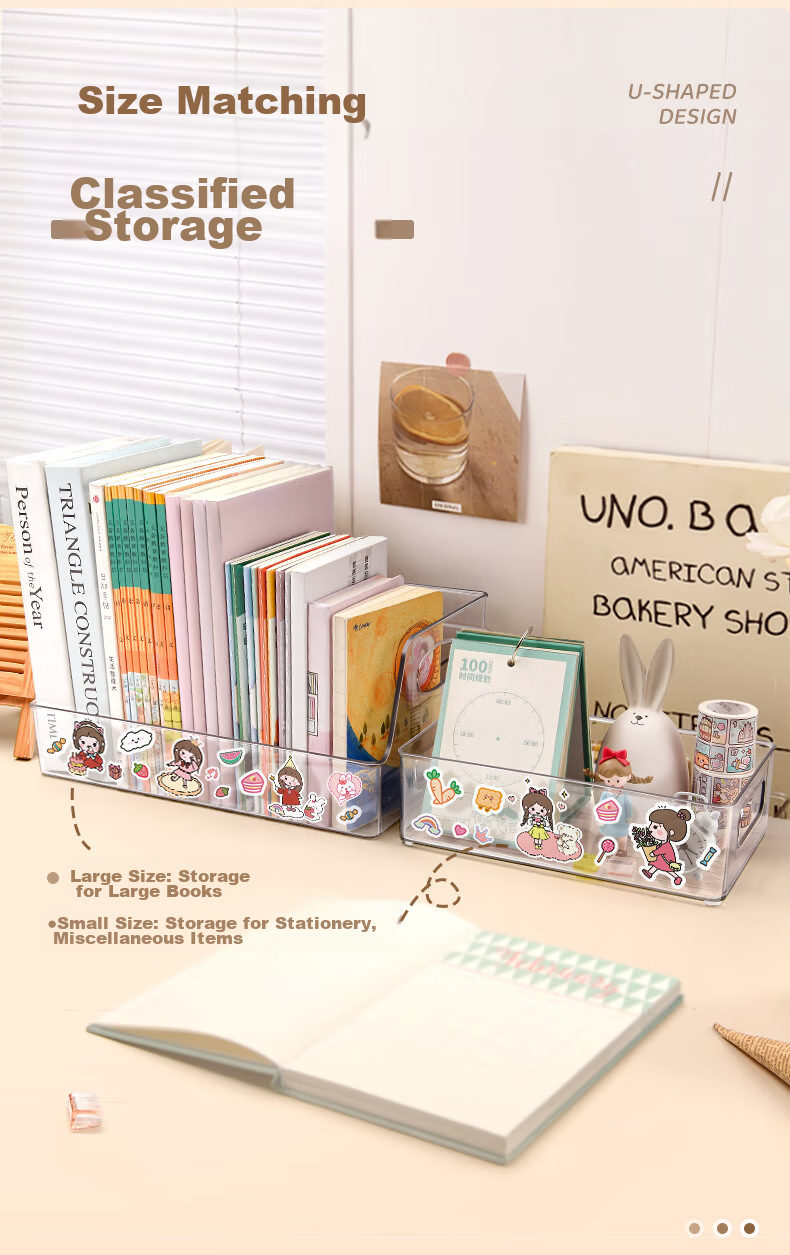 Shuxing Acrylic Transparent Bookend, Thickened Large Capacity Non-Slip Desktop Book Storage, Simple Wear-Resistant Office Study Exam Season Student Bookend 5
