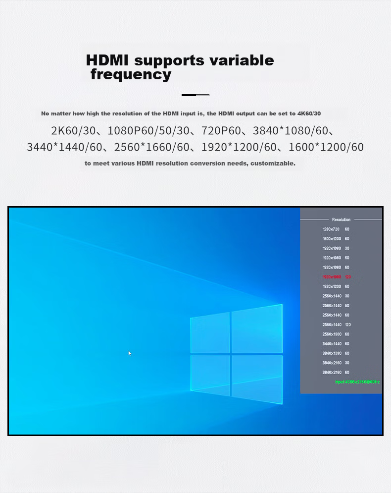 Jiuyinjiushi Video Resolution Converter HDMI Adapter 1080P to 2K/4K Frame Rate Conversion 60/50/30Hz Low to High 4K to 1080P Horizontal/Vertical Screen Rotation Crop 90-Degree Customizatio 4